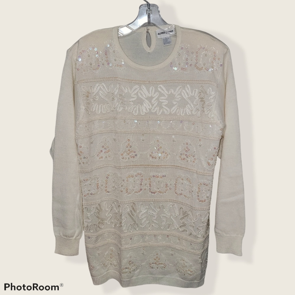 Alfred Dunner Vintage Embellished Sweater Large Holiday